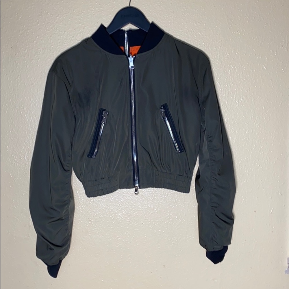 Bebe Olive Green Reversible Bomber
